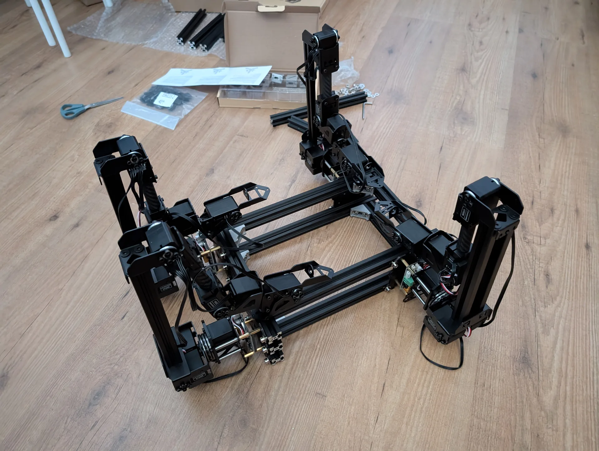 Gibbon Bot mk.2 assembled chassis with motors, landscape view