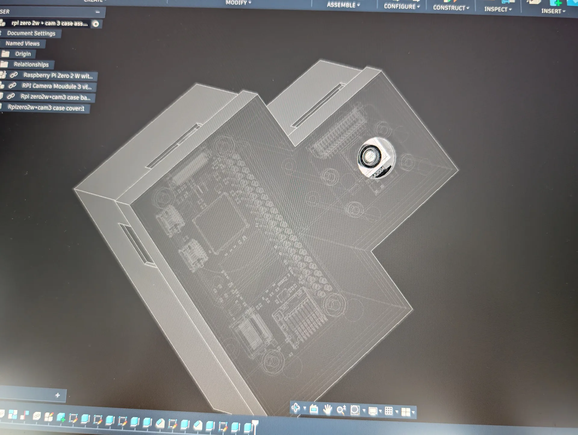 CAD assembly of the camera enclosure